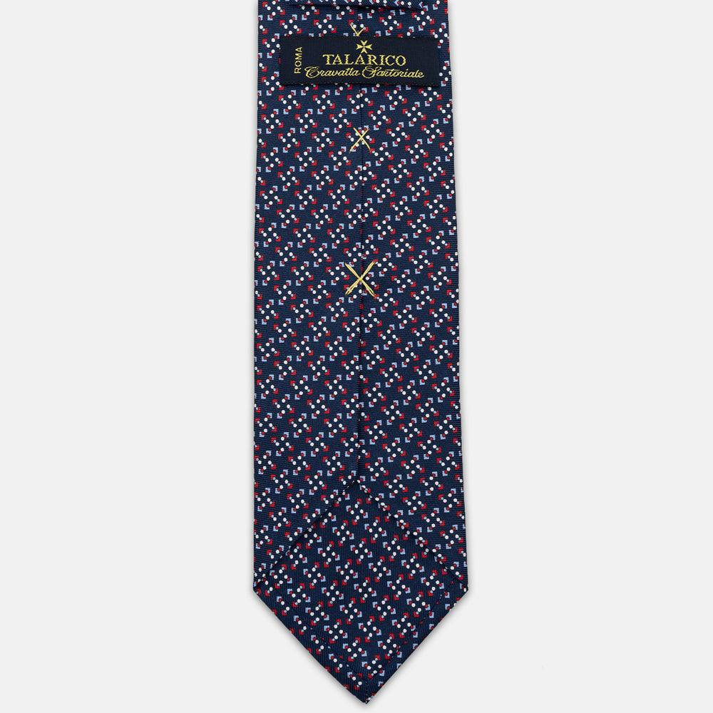 3-FOLD SILK TIE, MICRO PATTERN, BLUE RED - JA064938_4 T