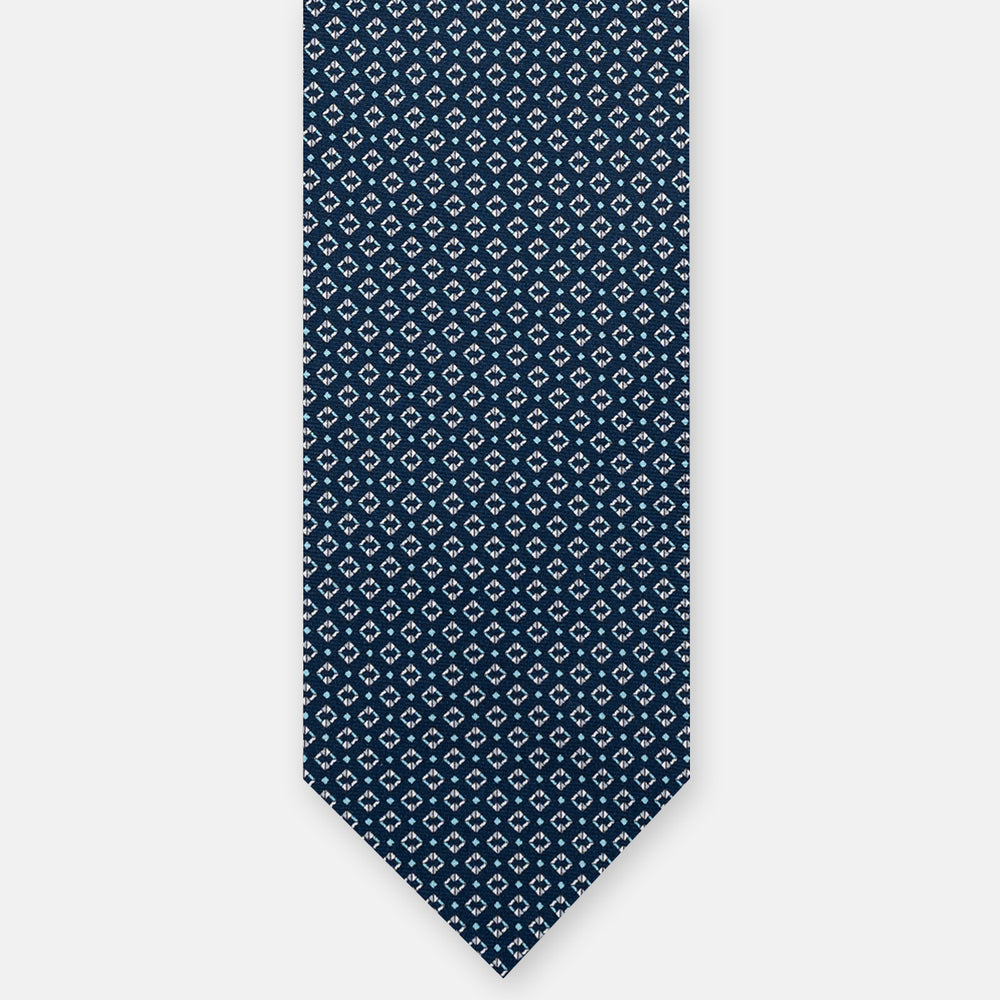 3-FOLD SILK TIE, MICRO-PATTERN, BLUE GREY - JA064940_5 T
