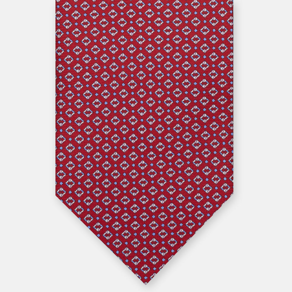 3-FOLD SILK TIE, MICRO PATTERN, RED - JA064940_8 T