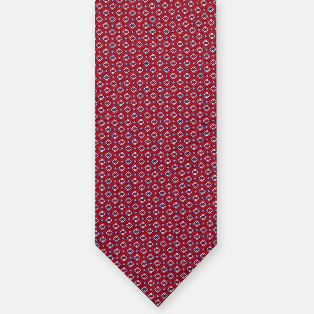 3-FOLD SILK TIE, MICRO PATTERN, RED - JA064940_8 T