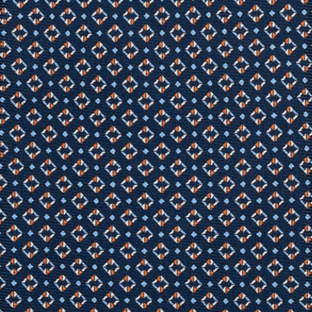 CRAVATTA 3 PIEGHE IN SETA, MICROFANTASIA, BLU ARANCIO - JA064940_4 T