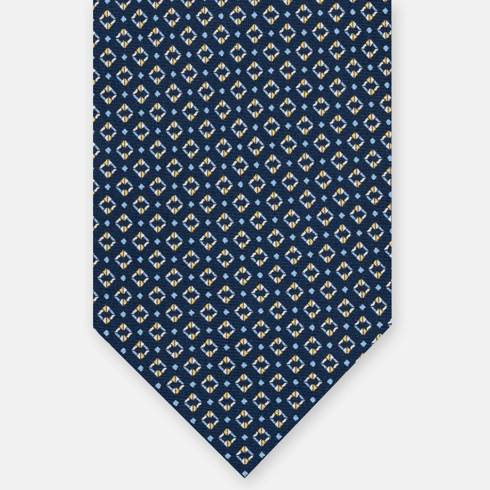 SILK 3-FOLD TIE, MICRO PATTERN, BLUE YELLOW - JA064940_2 T