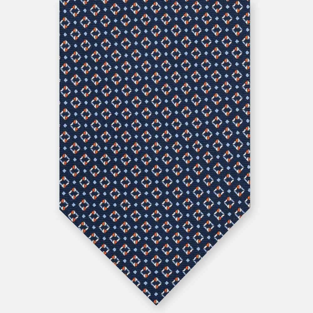 3-FOLD SILK TIE, MICRO-PATTERN, BLUE ORANGE - JA064940_4 T