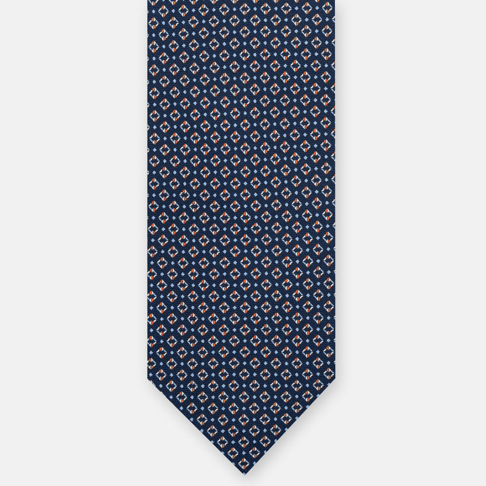 3-FOLD SILK TIE, MICRO-PATTERN, BLUE ORANGE - JA064940_4 T