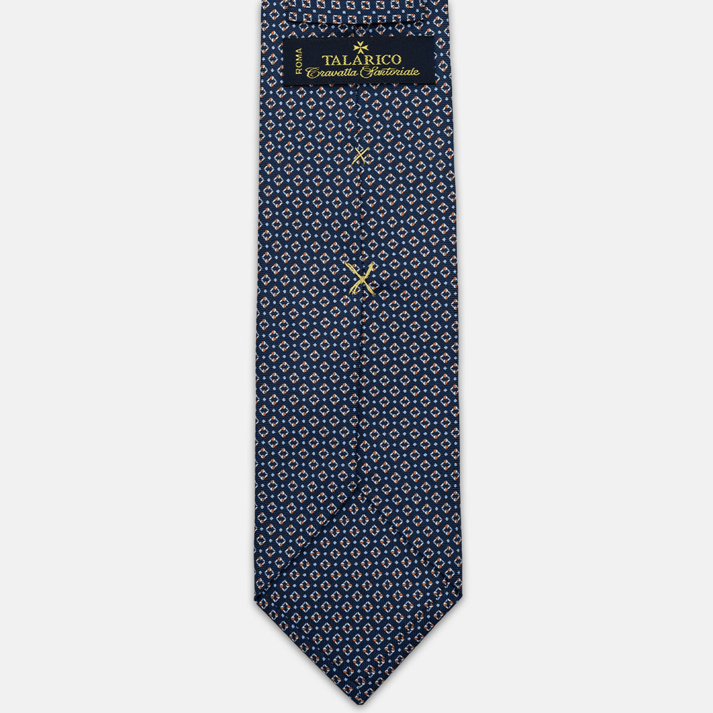 3-FOLD SILK TIE, MICRO-PATTERN, BLUE ORANGE - JA064940_4 T