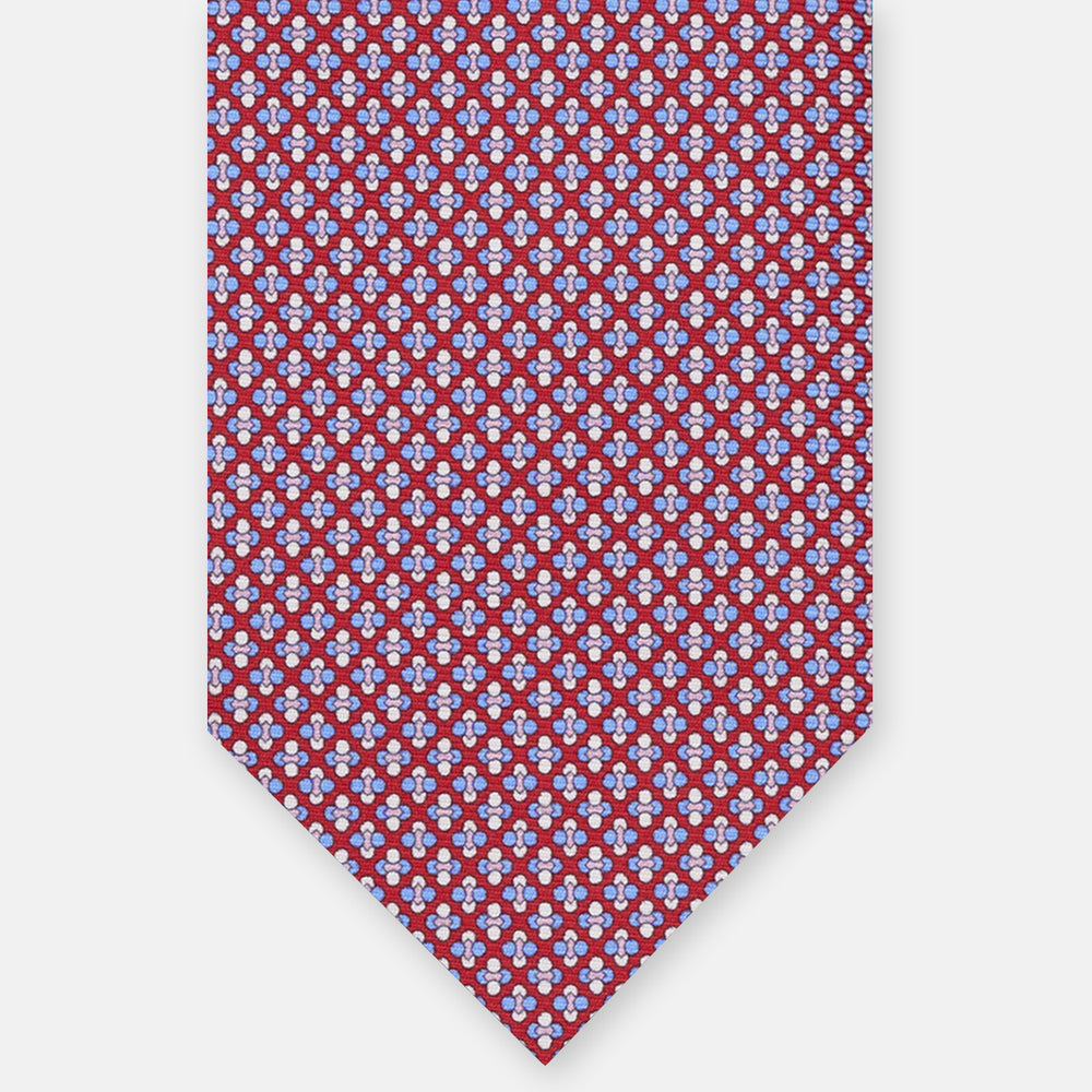 3-FOLD SILK TIE, MICRO-PATTERN, RED - JA064965_2 T