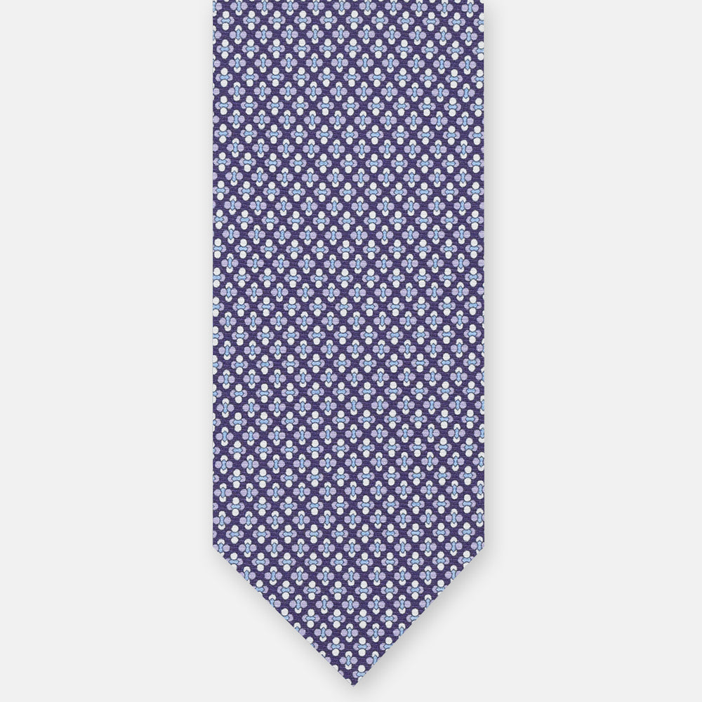 SILK 3-FOLD TIE, MICRO-PATTERN, PURPLE - JA064965_5 T