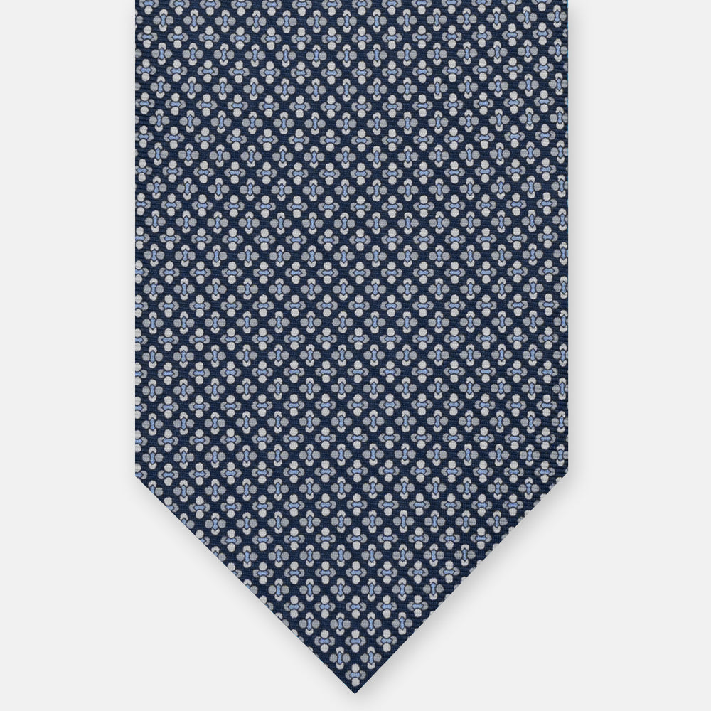 3-FOLD SILK TIE, MICRO PATTERN, BLUE GREY - JA064965_3 T