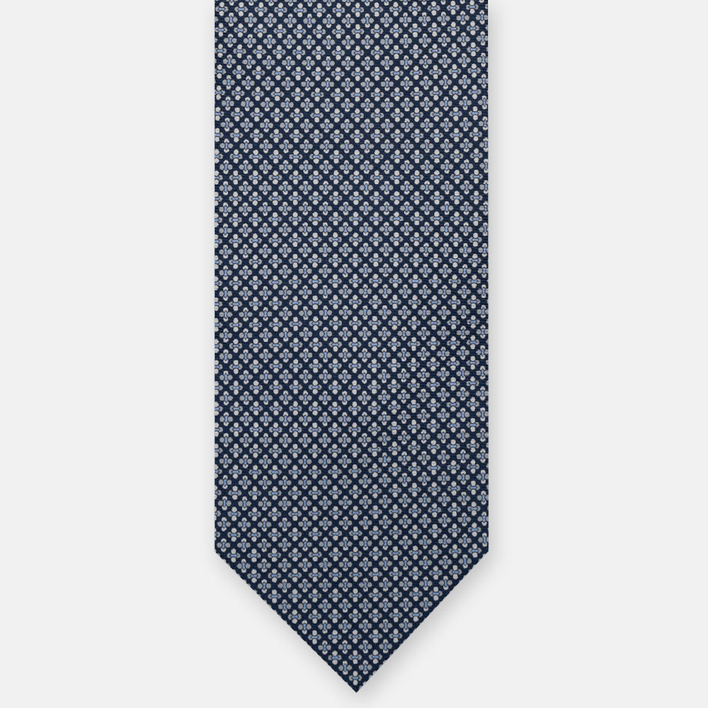 3-FOLD SILK TIE, MICRO PATTERN, BLUE GREY - JA064965_3 T