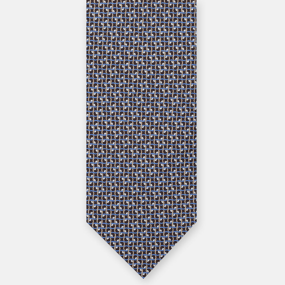 3-FOLD SILK TIE, MICRO-PATTERN, GREY-BLUE - JA065020_10 T