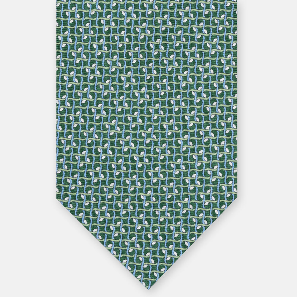 SILK 3-FOLD TIE, MICRO-PATTERN, GREEN - JA065020_5 T