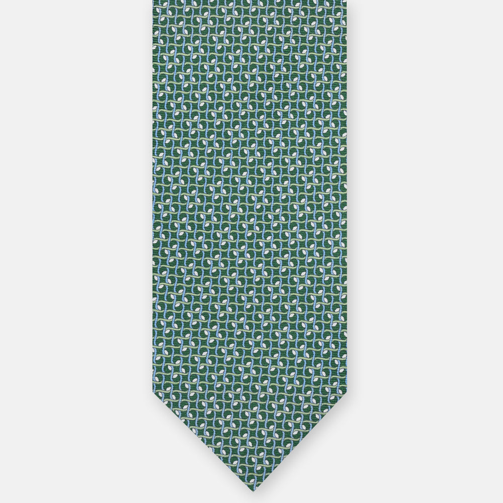 SILK 3-FOLD TIE, MICRO-PATTERN, GREEN - JA065020_5 T