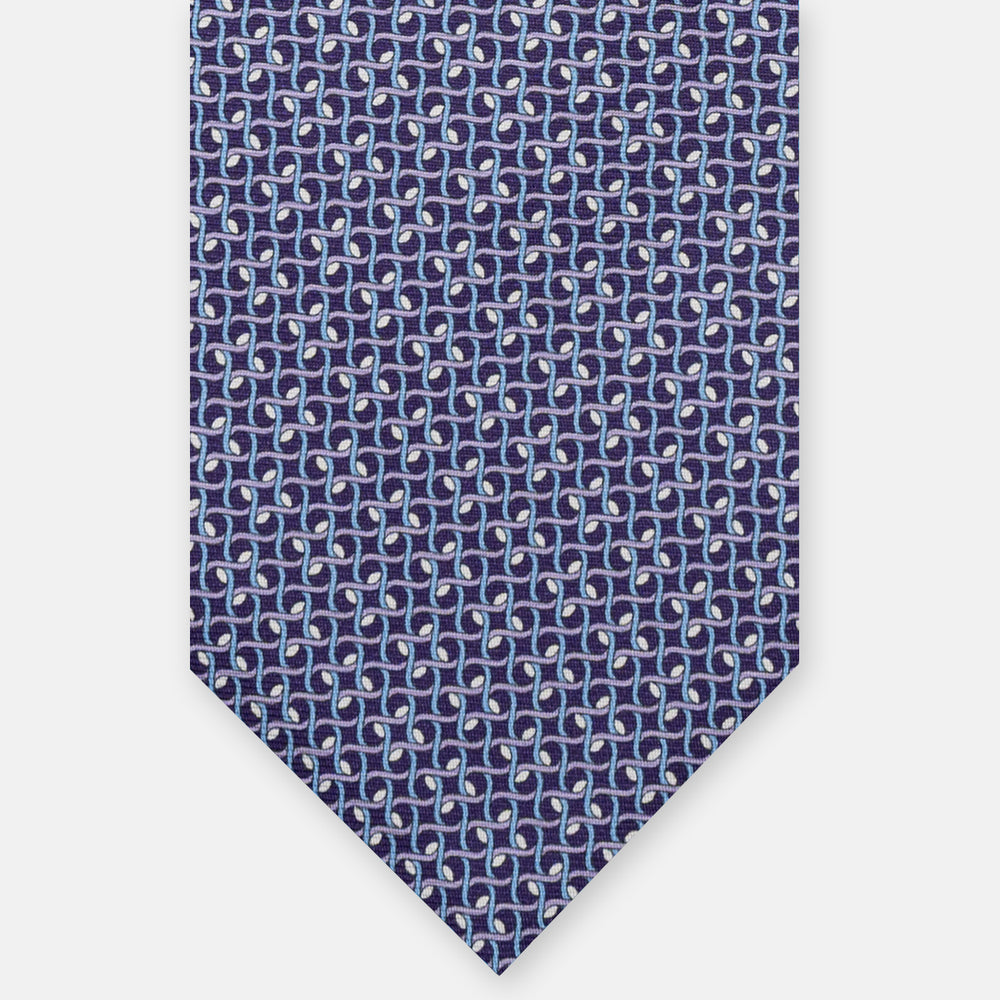 3 FOLD SILK TIE, MICRO PATTERN, PURPLE - JA065020_7 T