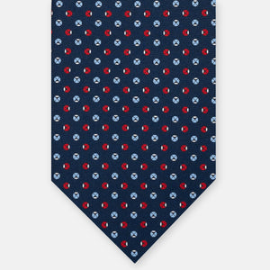 THREE-FOLD SILK TIE, MICRO PATTERN, BLUE RED - JA065062_2 T