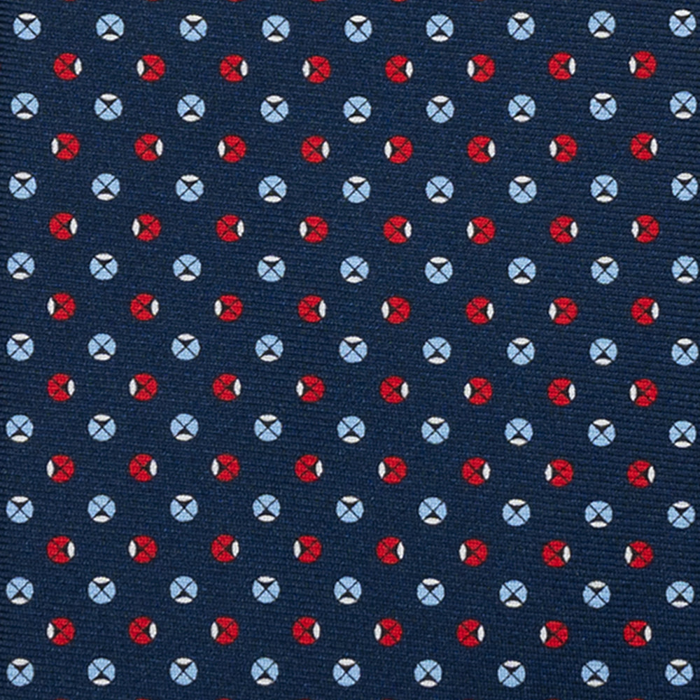 CRAVATTA 3 PIEGHE IN SETA, MICROFANTASIA, BLU ROSSO  - JA065062_2 T