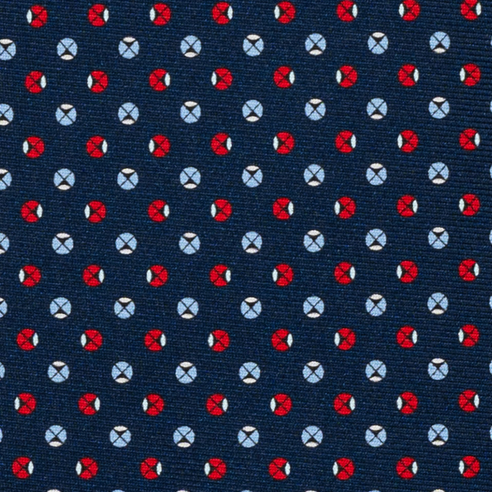 CRAVATTA 3 PIEGHE IN SETA, MICROFANTASIA, BLU ROSSO  - JA065062_2 T