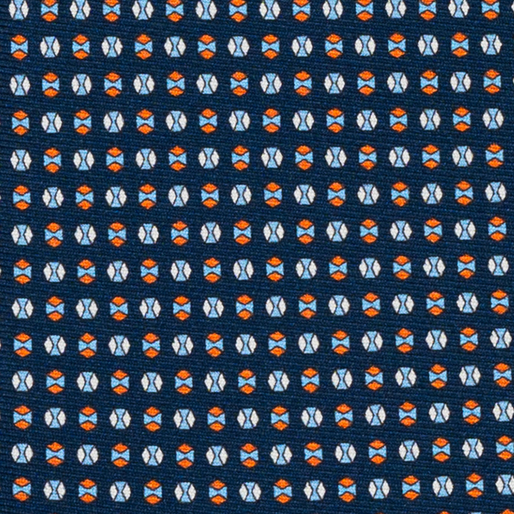 CRAVATTA 3 PIEGHE IN SETA, MICROFANTASIA, BLU ARANCIONE - JA065268_3 T