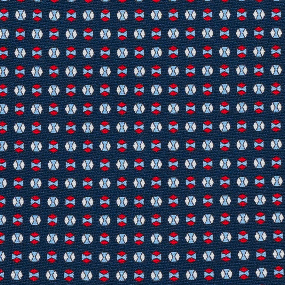 CRAVATTA 3 PIEGHE IN SETA, MICROFANTASIA, BLU ROSSO- JA065268_5 T
