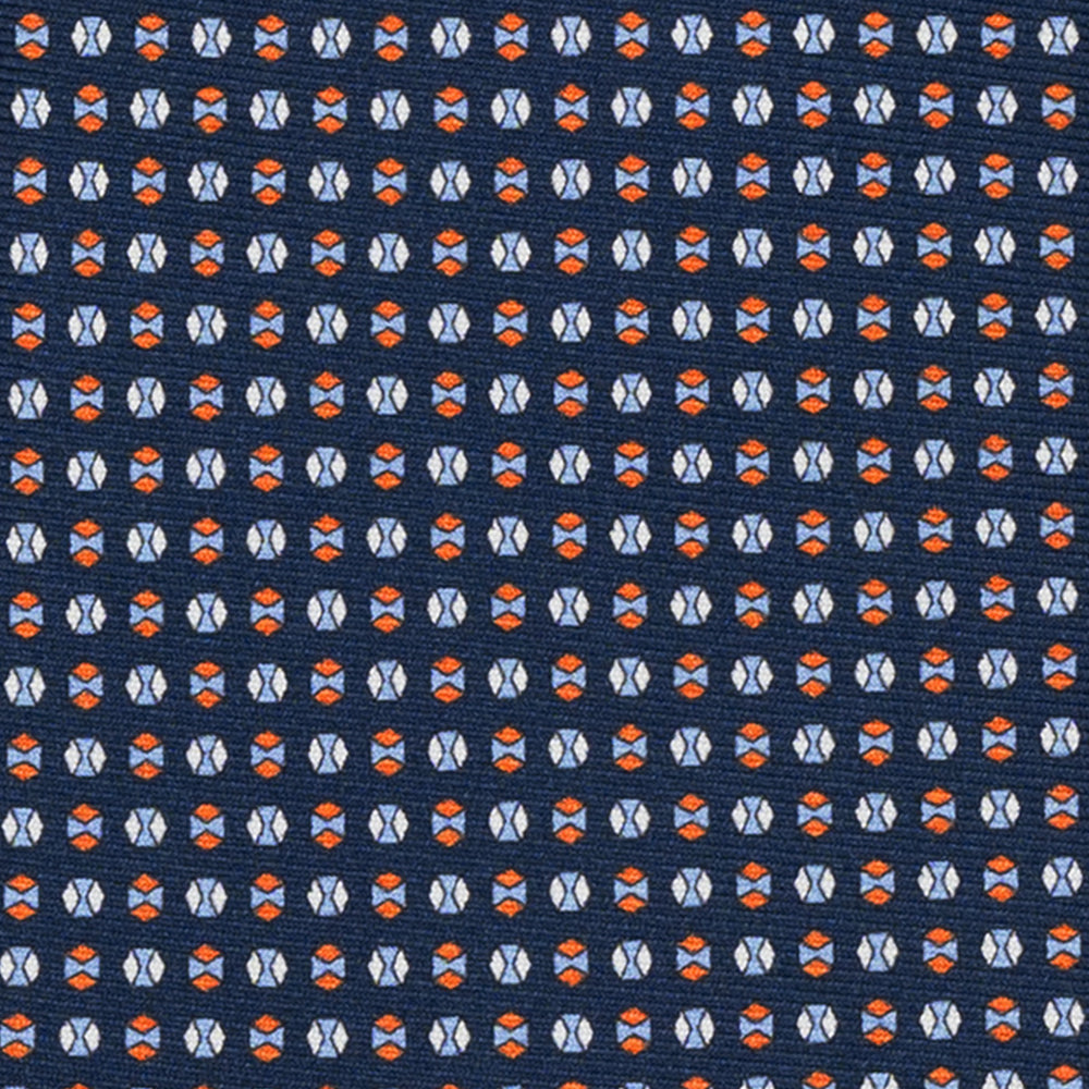 CRAVATTA 3 PIEGHE IN SETA, MICROFANTASIA, BLU ARANCIONE - JA065268_3 T