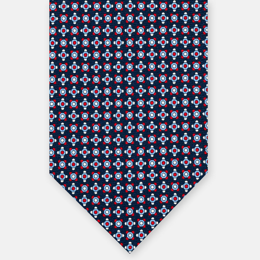 SILK 3-FOLD TIE, MICRO PATTERN, BLUE RED - JA064408_5 T