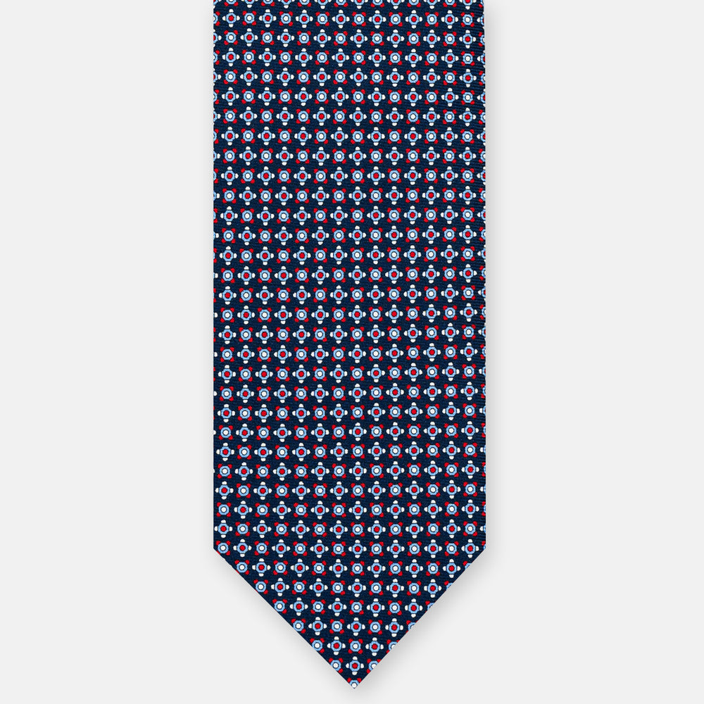 SILK 3-FOLD TIE, MICRO PATTERN, BLUE RED - JA064408_5 T