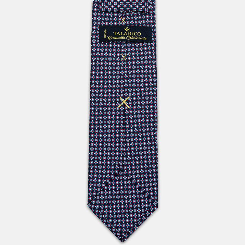 SILK 3-FOLD TIE, MICRO PATTERN, BLUE RED - JA064408_5 T