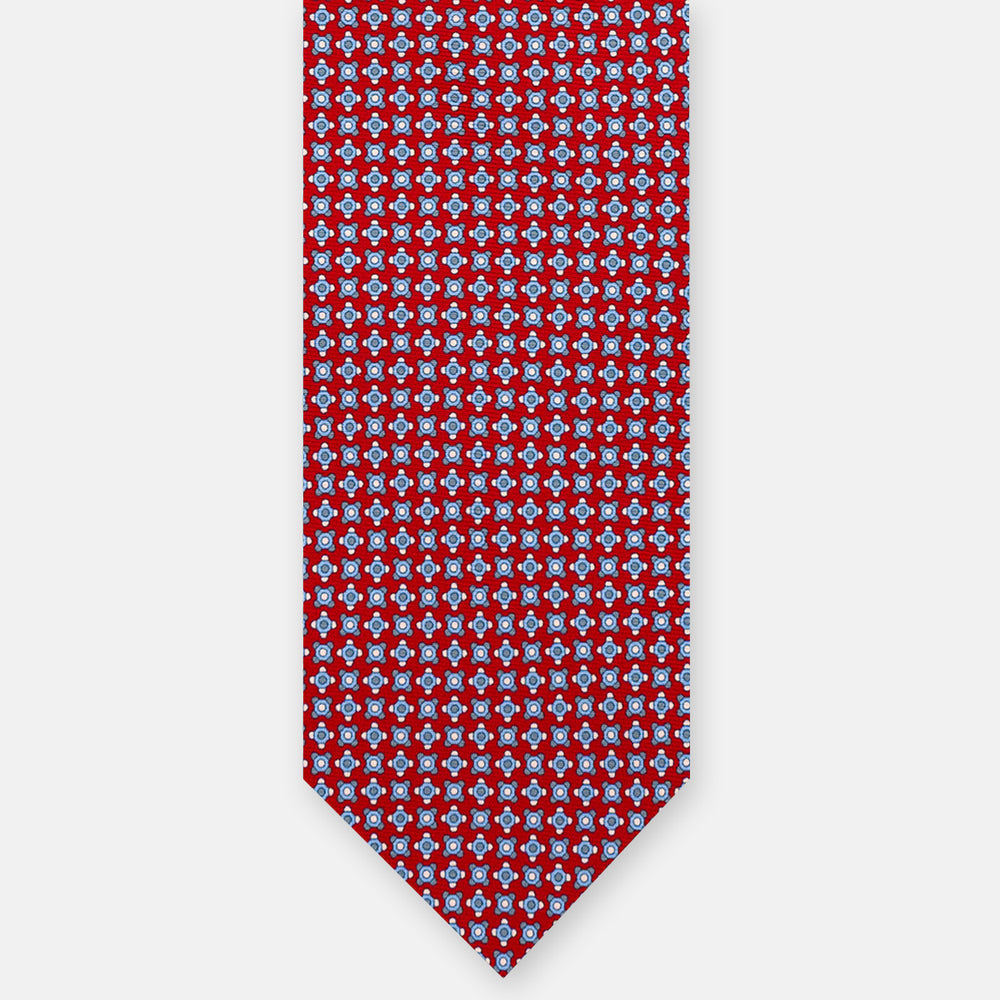 3-FOLD SILK TIE, MICRO PATTERN, RED - JA064408_6 T