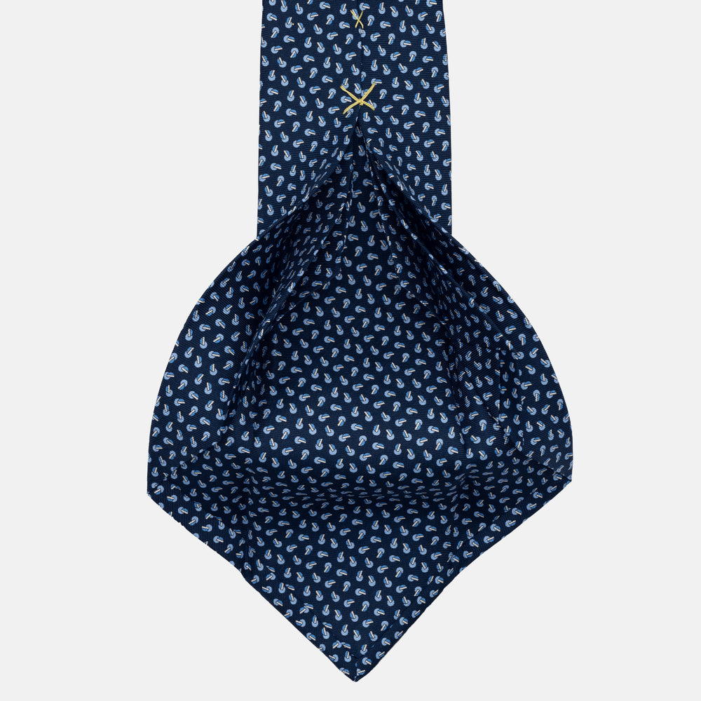 JC056339-6 Red Horseshoe Pattern 7-Fold Silk Tie