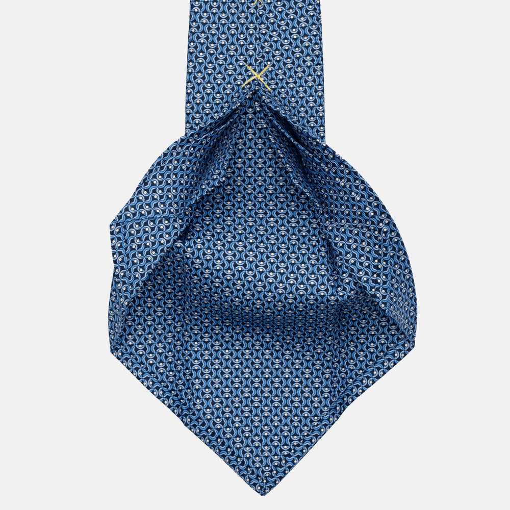 JC056339-6 Red Horseshoe Pattern 7-Fold Silk Tie