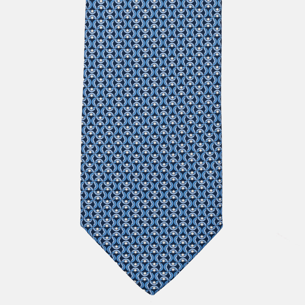 JC056339-6 Red Horseshoe Pattern 7-Fold Silk Tie