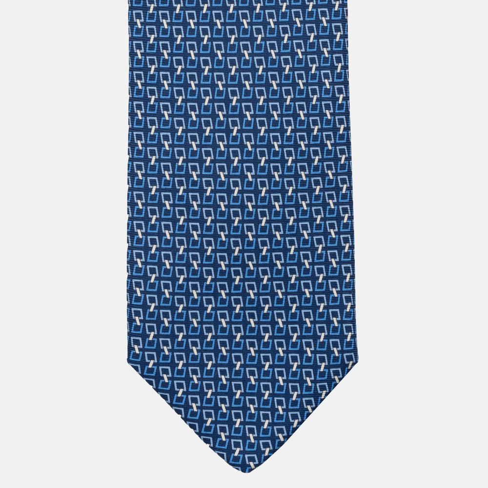 JC056339-6 Red Horseshoe Pattern 7-Fold Silk Tie