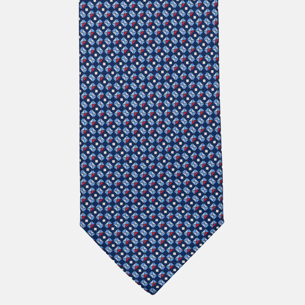 JC056339-6 Red Horseshoe Pattern 7-Fold Silk Tie