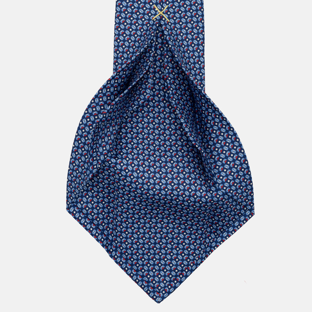 JC056339-6 Red Horseshoe Pattern 7-Fold Silk Tie
