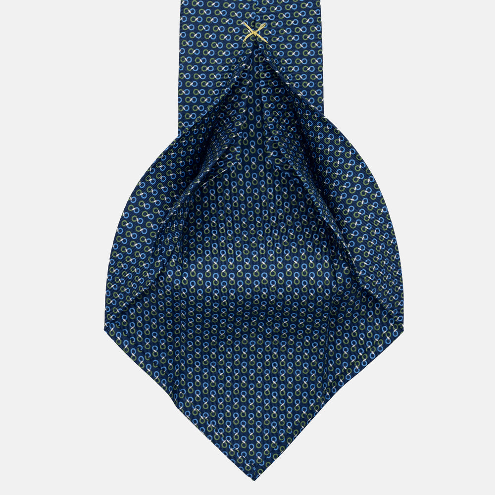 JC056339-6 Red Horseshoe Pattern 7-Fold Silk Tie