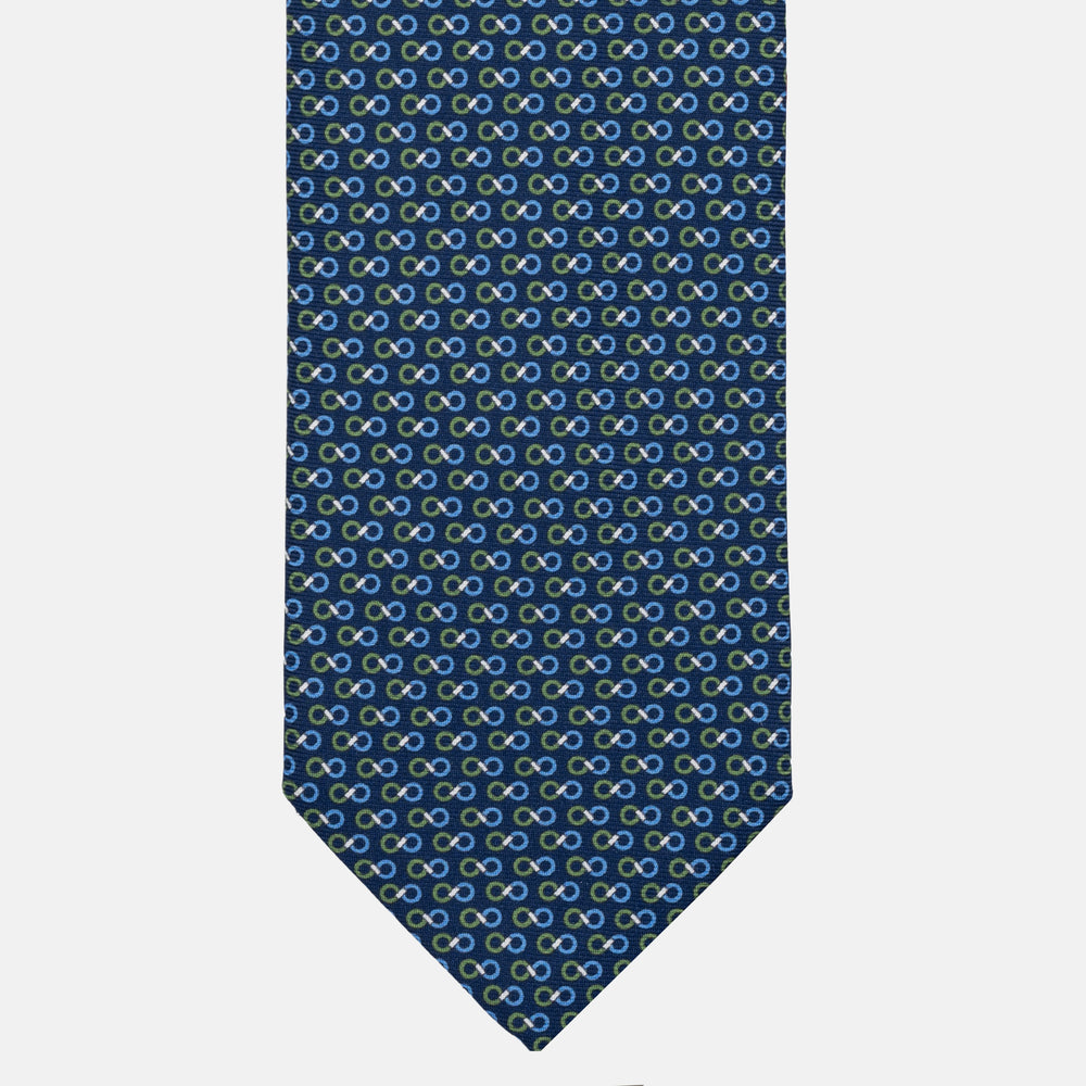 JC056339-6 Red Horseshoe Pattern 7-Fold Silk Tie