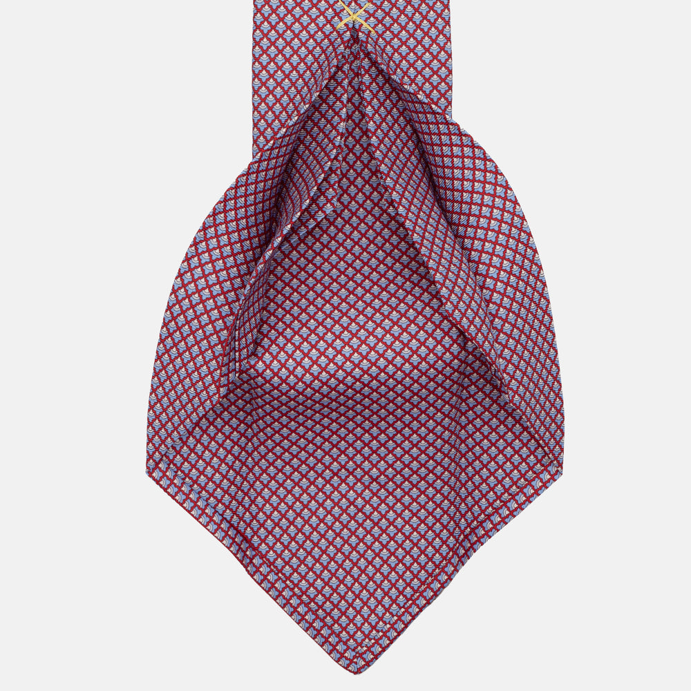 JC056339-6 Red Horseshoe Pattern 7-Fold Silk Tie