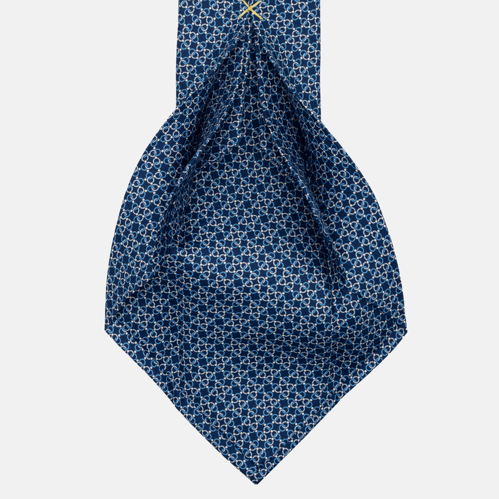 JC056339-6 Red Horseshoe Pattern 7-Fold Silk Tie