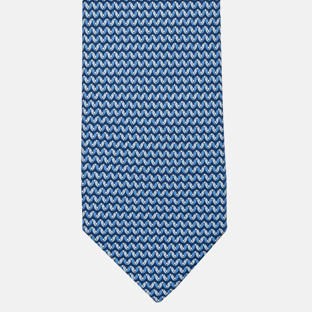 JC056339-6 Red Horseshoe Pattern 7-Fold Silk Tie