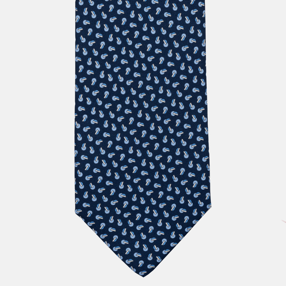 JC056339-6 Red Horseshoe Pattern 7-Fold Silk Tie
