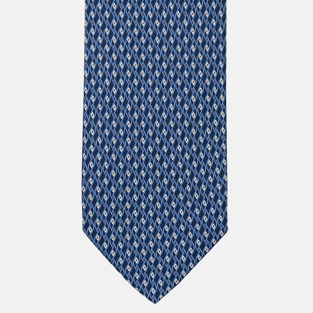 7-Fold Sartorial Tie in Pure Silk Sky Blue Micro Pattern - JA055946-1