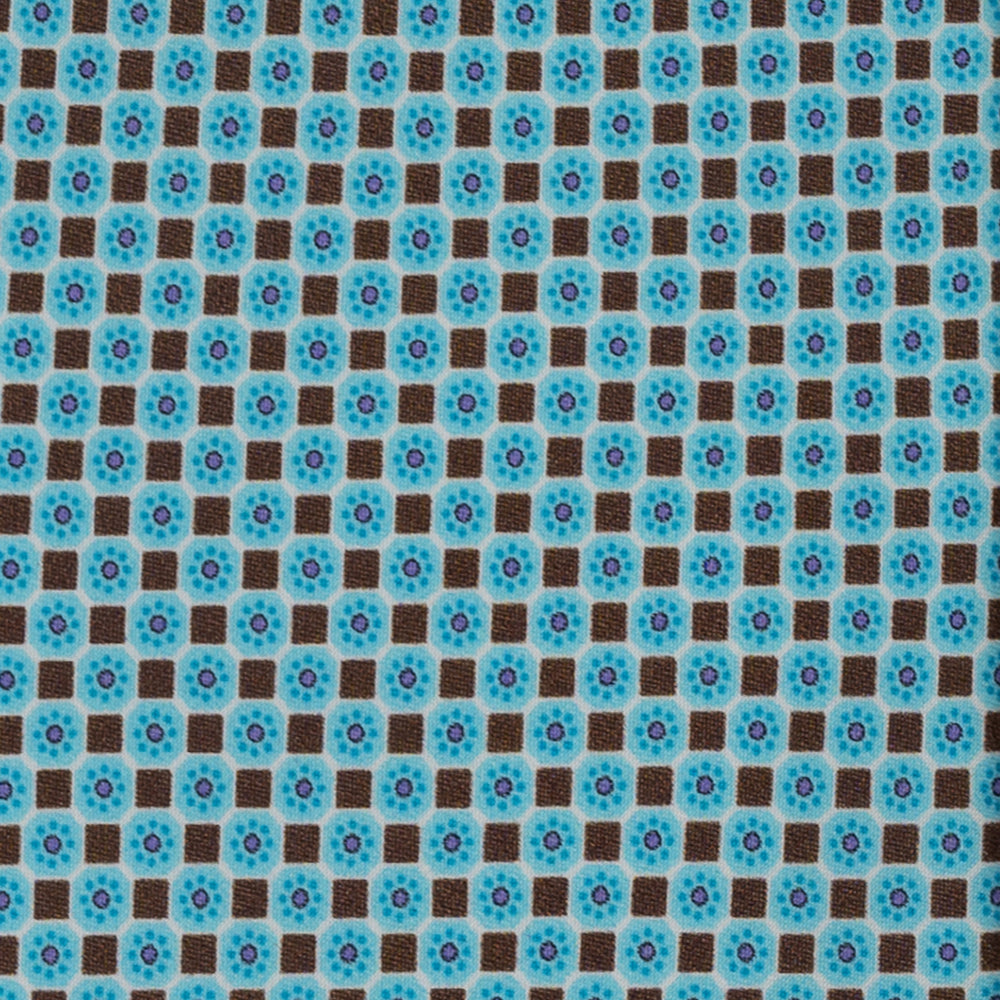 Cravatta 3 Pieghe in Raso Satin Fantasia Geometrica, Piscina - JA241005-2