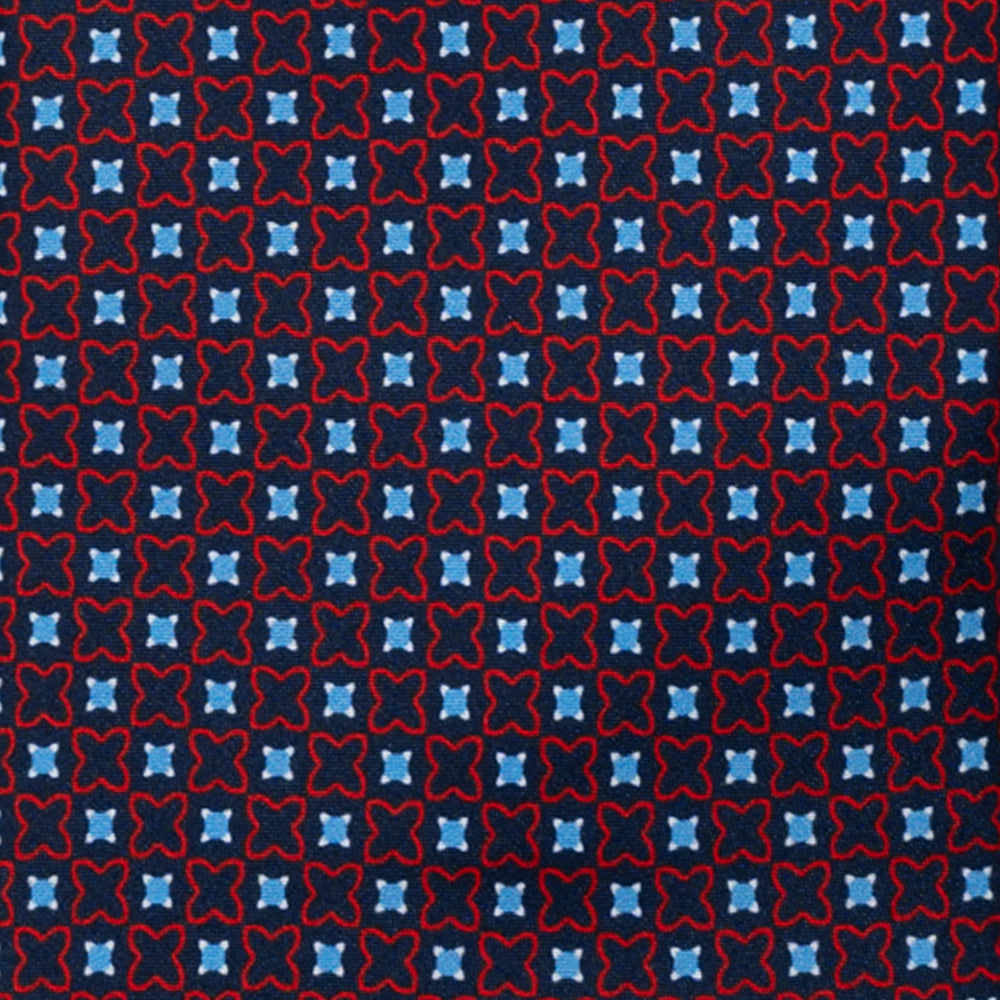 CRAVATTA 3 PIEGHE IN RASO SATIN FANTASIA GEOMETRICA ALL-OVER, BLU NAVY ROSSA, JA251001_1 T