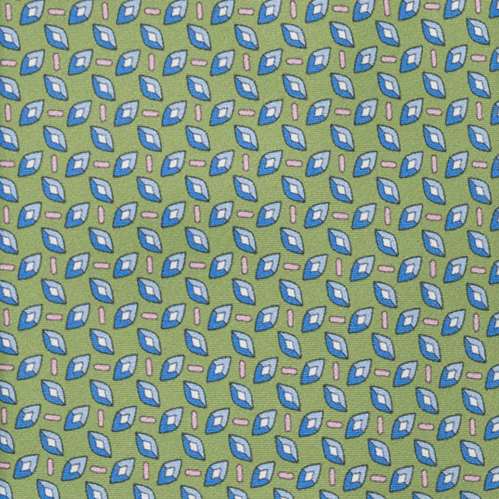 CRAVATTA 3 PIEGHE IN RASO SATIN FANTASIA, VERDE - AZZURRO,  JA251003-2