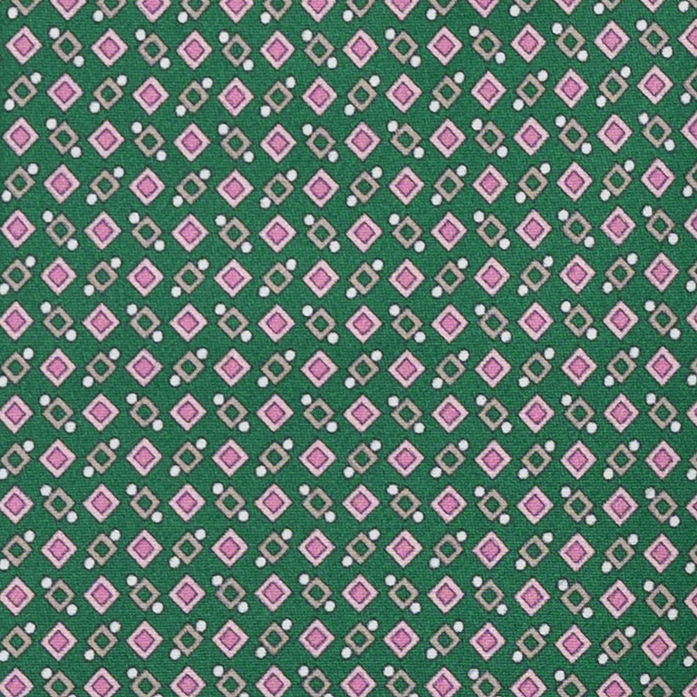CRAVATTA 3 PIEGHE IN RASO SATIN FANTASIA, VERDE - ROSA,  JA251005-2