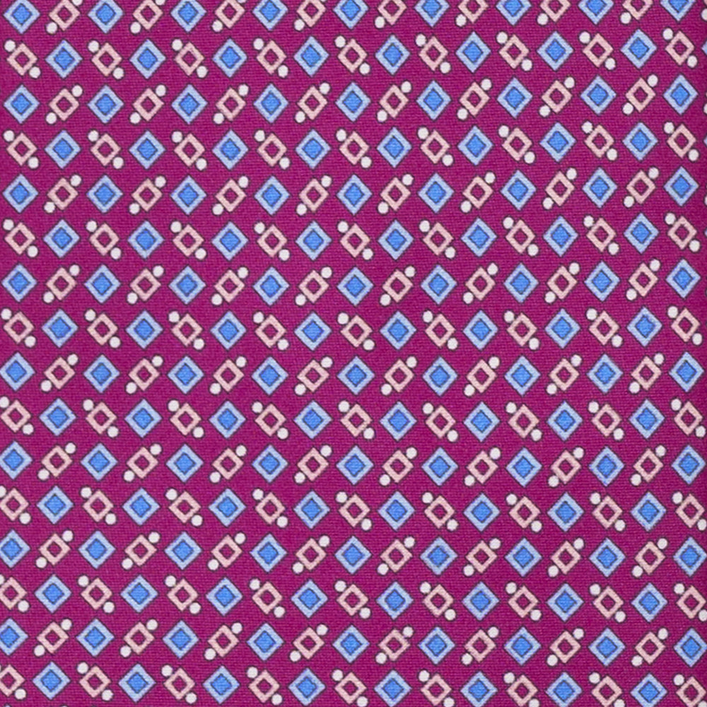 CRAVATTA 3 PIEGHE IN RASO SATIN FANTASIA, MAGENTA - AZZURRO,  JA251005-3