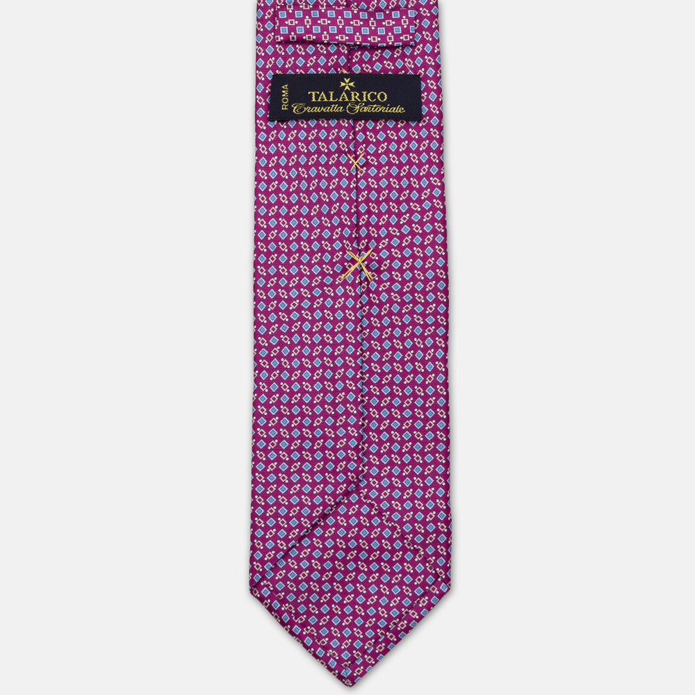 CRAVATTA 3 PIEGHE IN RASO SATIN FANTASIA, MAGENTA - AZZURRO,  JA251005-3