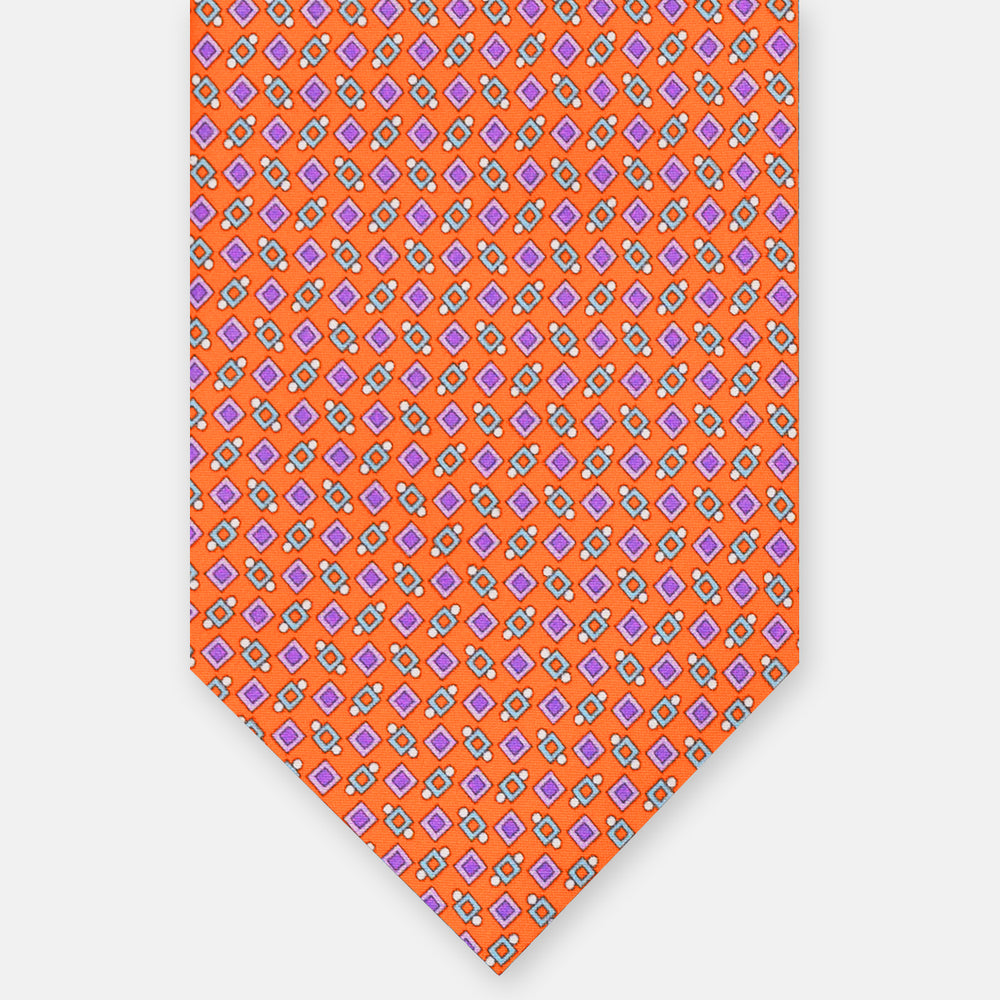 CRAVATTA 3 PIEGHE IN RASO SATIN FANTASIA, ARANCIO -VIOLA -ROSA ,  JA251005-4