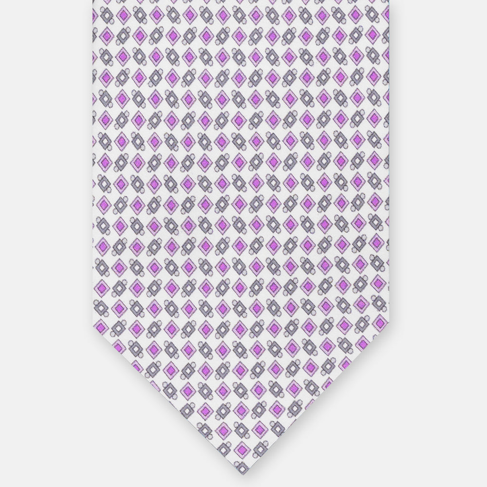CRAVATTA 3 PIEGHE IN RASO SATIN FANTASIA, BIANCO - MAGENTA - GRIGIO,  JA251005-5