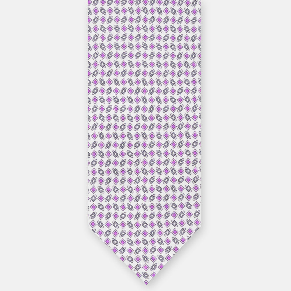 CRAVATTA 3 PIEGHE IN RASO SATIN FANTASIA, BIANCO - MAGENTA - GRIGIO,  JA251005-5