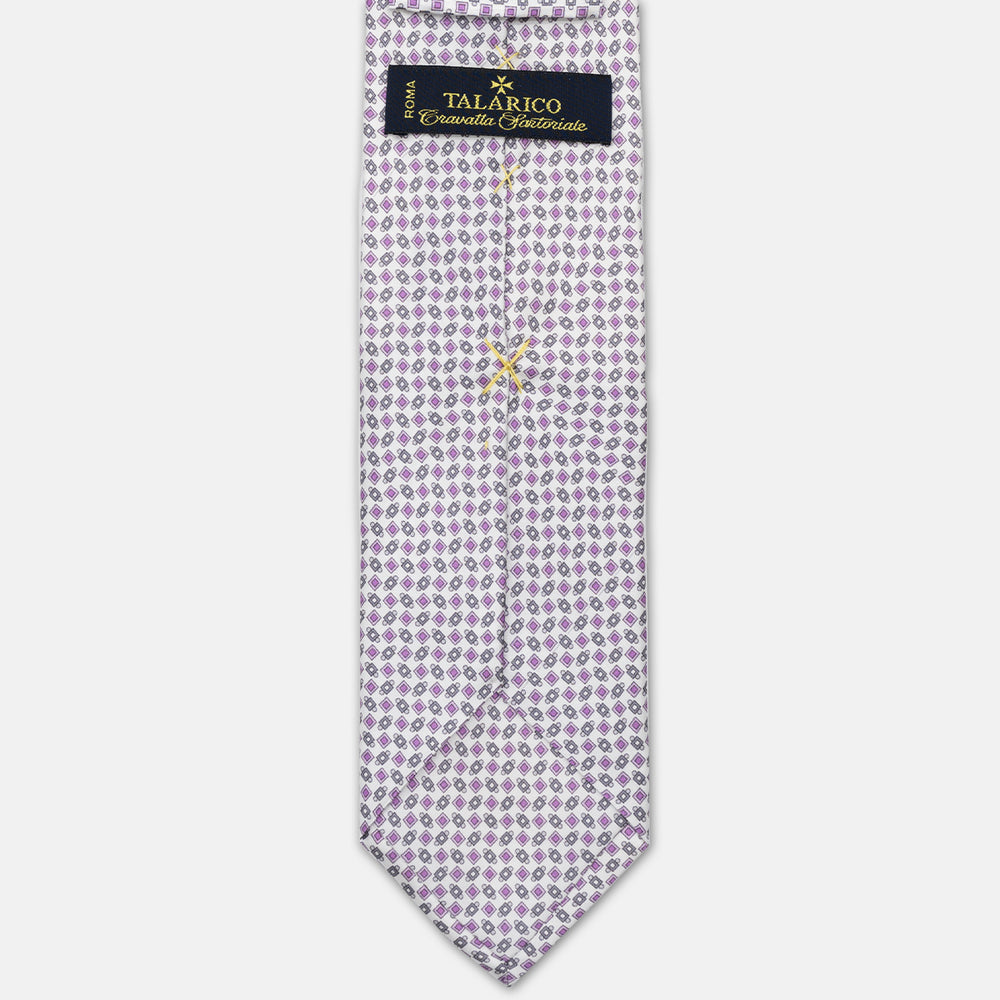 CRAVATTA 3 PIEGHE IN RASO SATIN FANTASIA, BIANCO - MAGENTA - GRIGIO,  JA251005-5